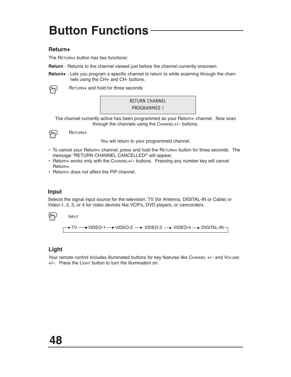 Button functions | JVC AV 36P903 User Manual | Page 48 / 60
