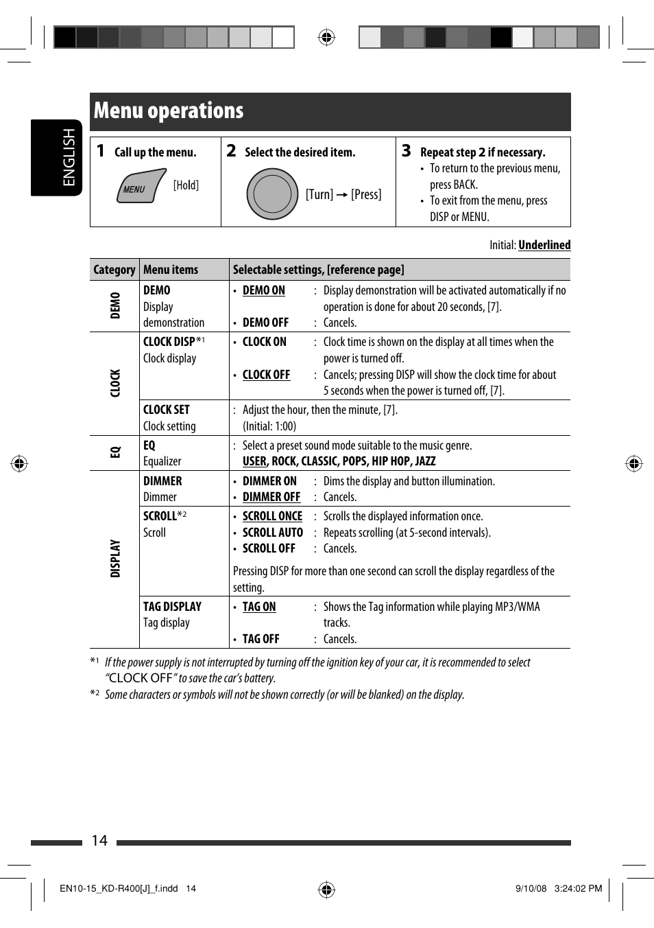 Menu operations, English 14 | JVC GET0576-001A User Manual | Page 14 / 146