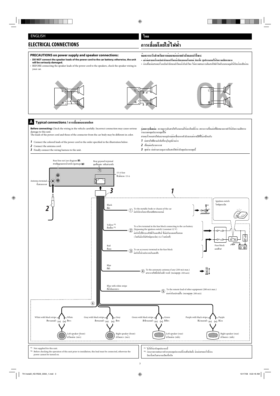 Electrical connections, Лх¡‚¥¬„™и ‰шши, English | Ëõ¡µëõ·∫∫ª°µ, Их§«√√–«—я ”а√—∫°“√µлх·а≈ля®л“¬°”≈—я·≈–≈”‚жя, Typical connections | JVC GET0576-001A User Manual | Page 145 / 146