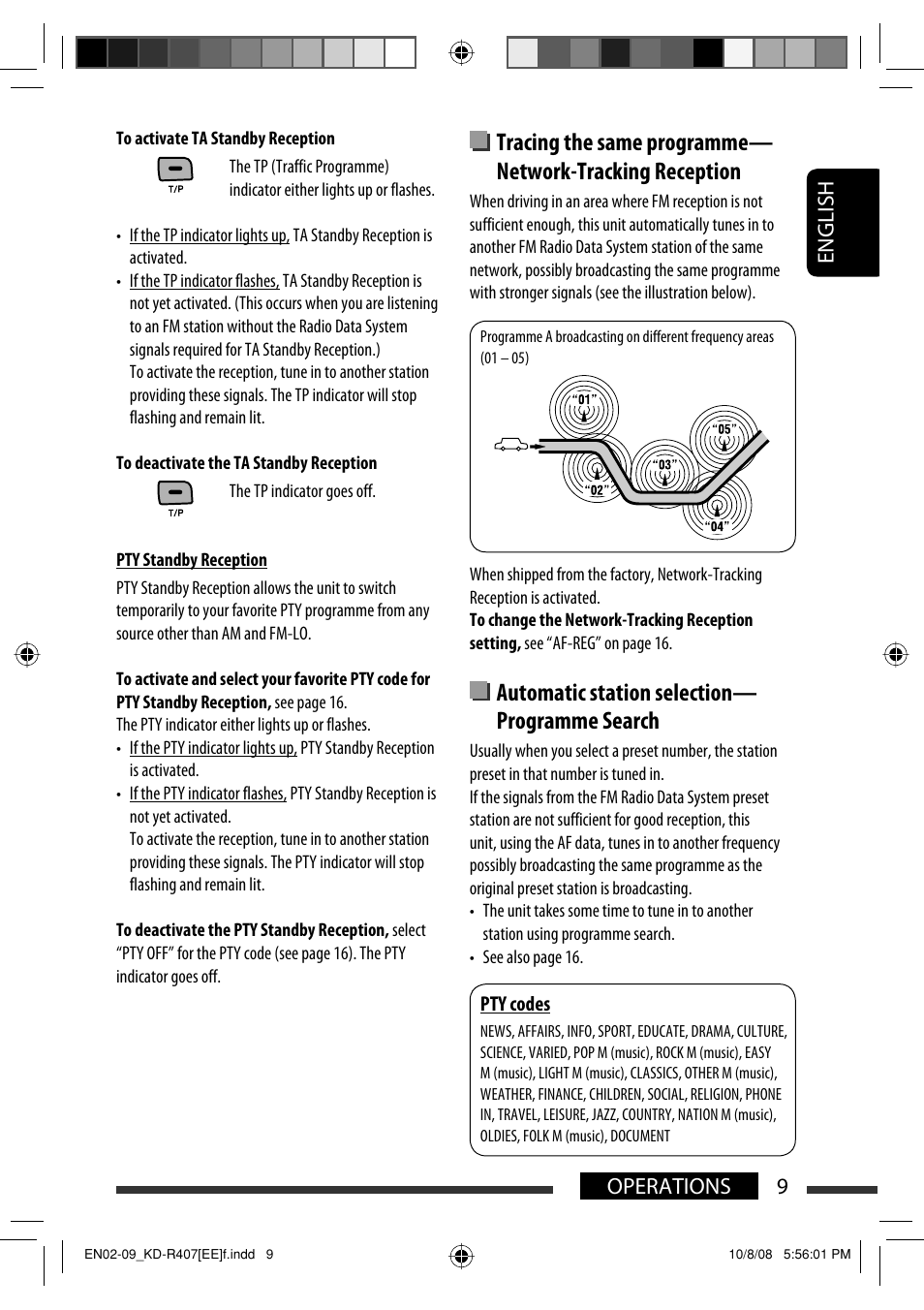 Automatic station selection— programme search, English 9 operations | JVC GET0576-001A User Manual | Page 71 / 146