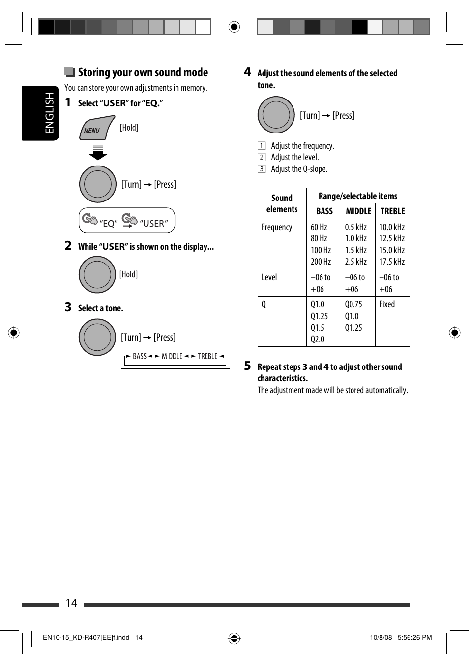 Storing your own sound mode, English 14 | JVC GET0576-001A User Manual | Page 76 / 146