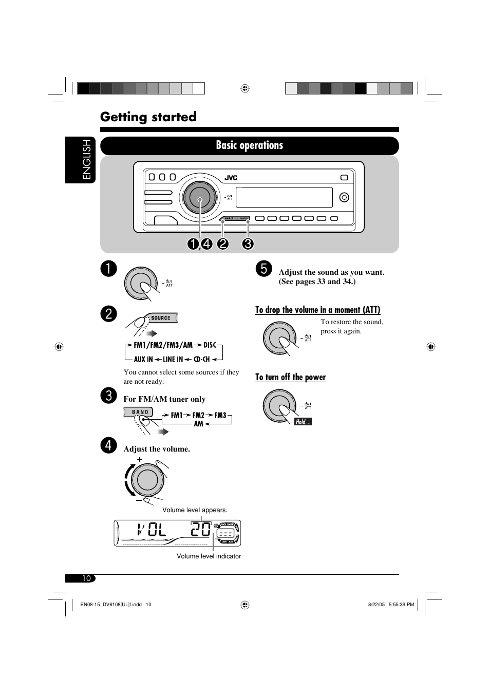 Getting started, Basic operations | JVC KD-DV6108 User Manual | Page 10 / 54