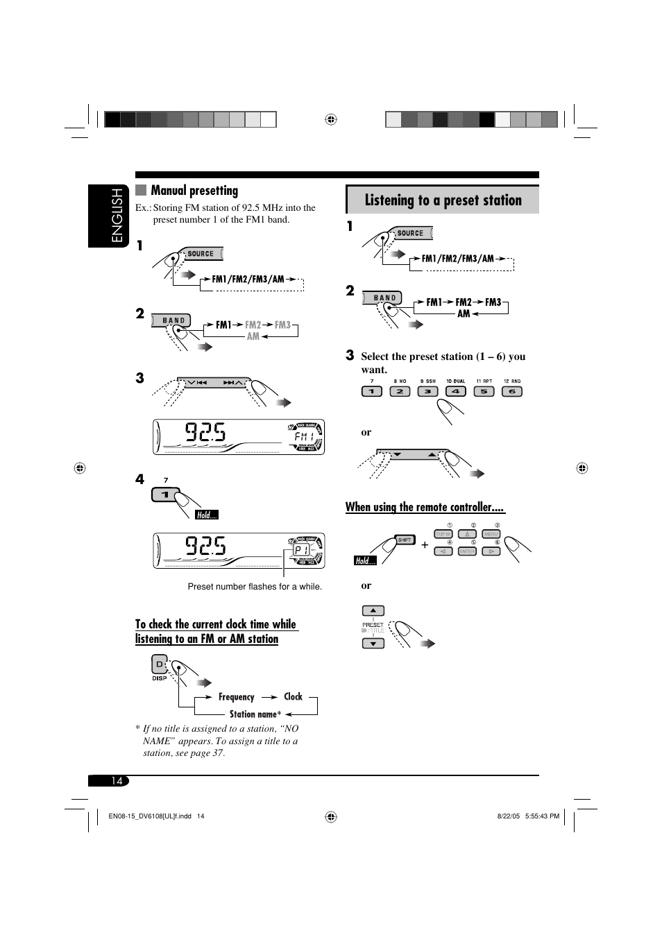 Listening to a preset station | JVC KD-DV6108 User Manual | Page 14 / 54