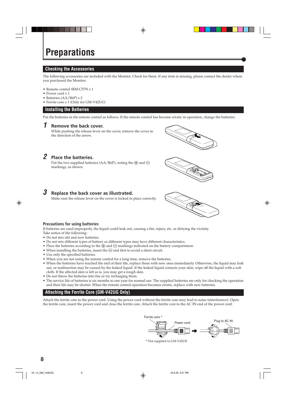Preparations | JVC GM-V42UB User Manual | Page 10 / 44