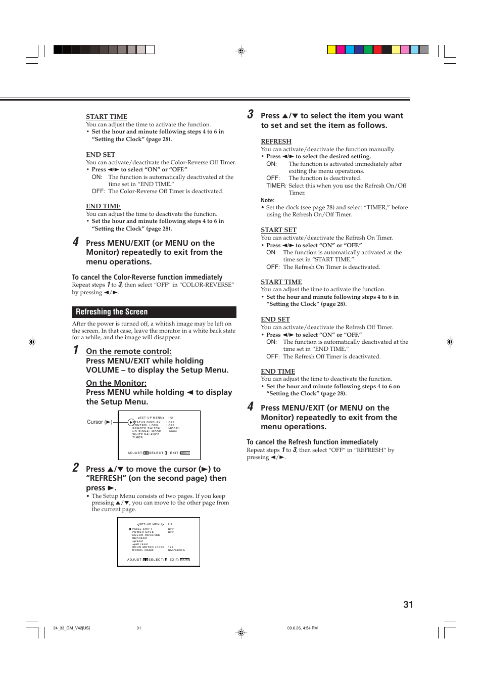 Refreshing the screen | JVC GM-V42UB User Manual | Page 33 / 44
