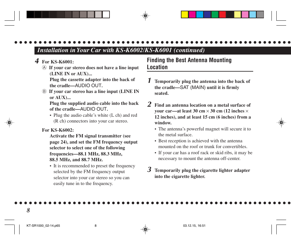 JVC SIRIUS KT-SR1000 User Manual | Page 8 / 32