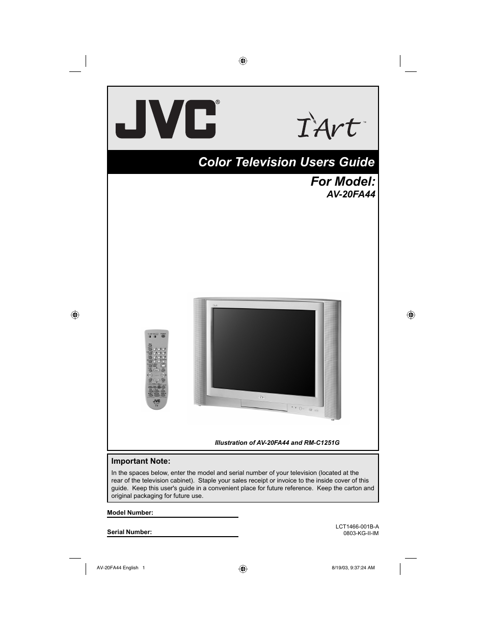 JVC AV 20FA44 User Manual | 52 pages