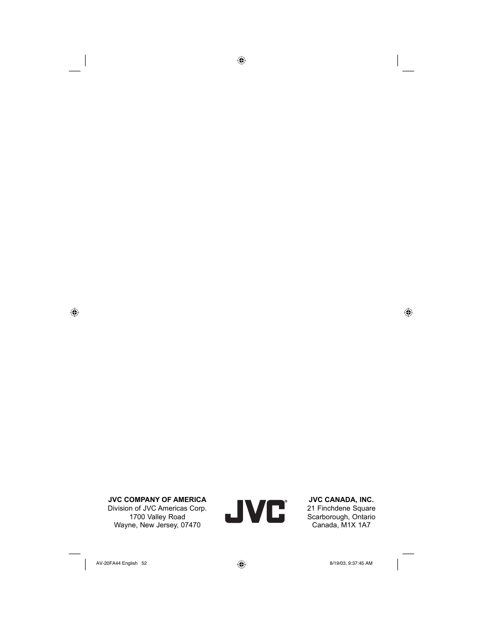 JVC AV 20FA44 User Manual | Page 52 / 52