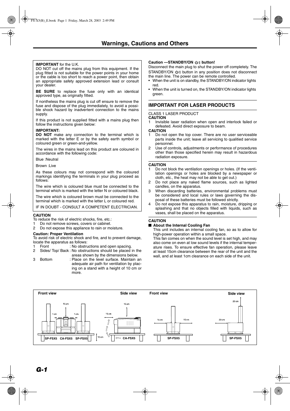 Warnings, cautions and others | JVC FS-X5 User Manual | Page 2 / 34