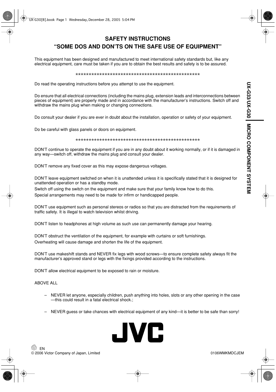 JVC CA-UXG33 User Manual | Page 24 / 24