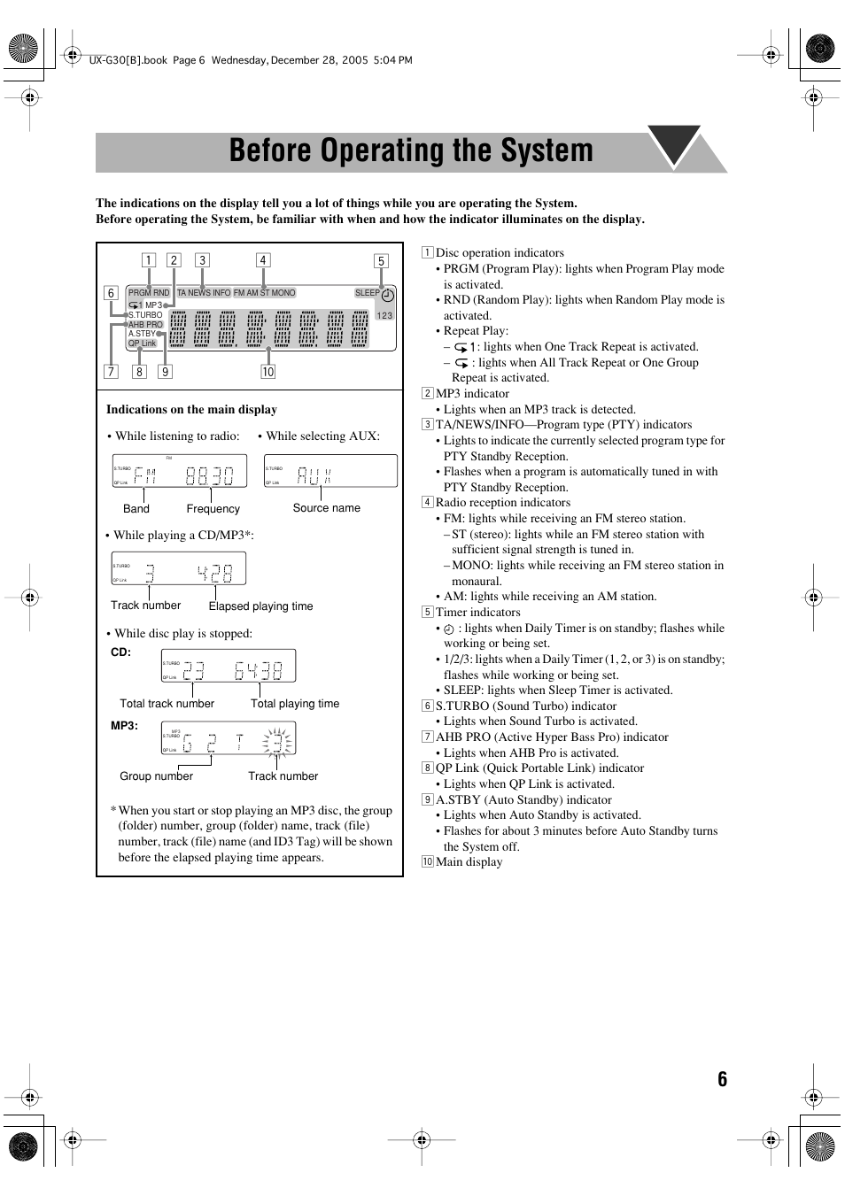 Before operating the system | JVC CA-UXG33 User Manual | Page 9 / 24