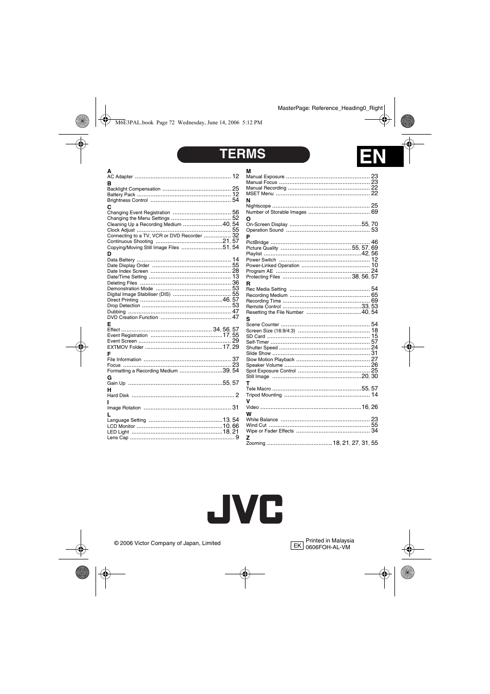 Terms | JVC Everio GZ-MG37E User Manual | Page 72 / 72