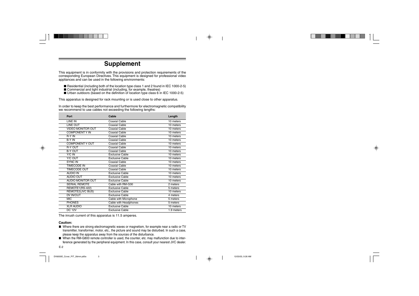 Supplement | JVC BR-DV6000E User Manual | Page 105 / 106