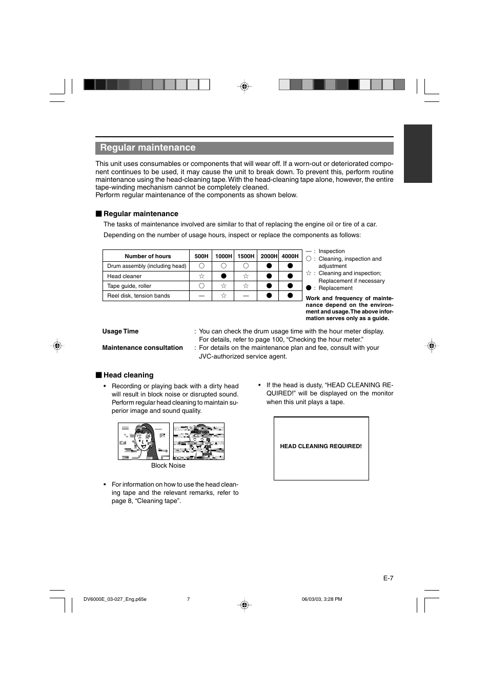 Regular maintenance | JVC BR-DV6000E User Manual | Page 7 / 106