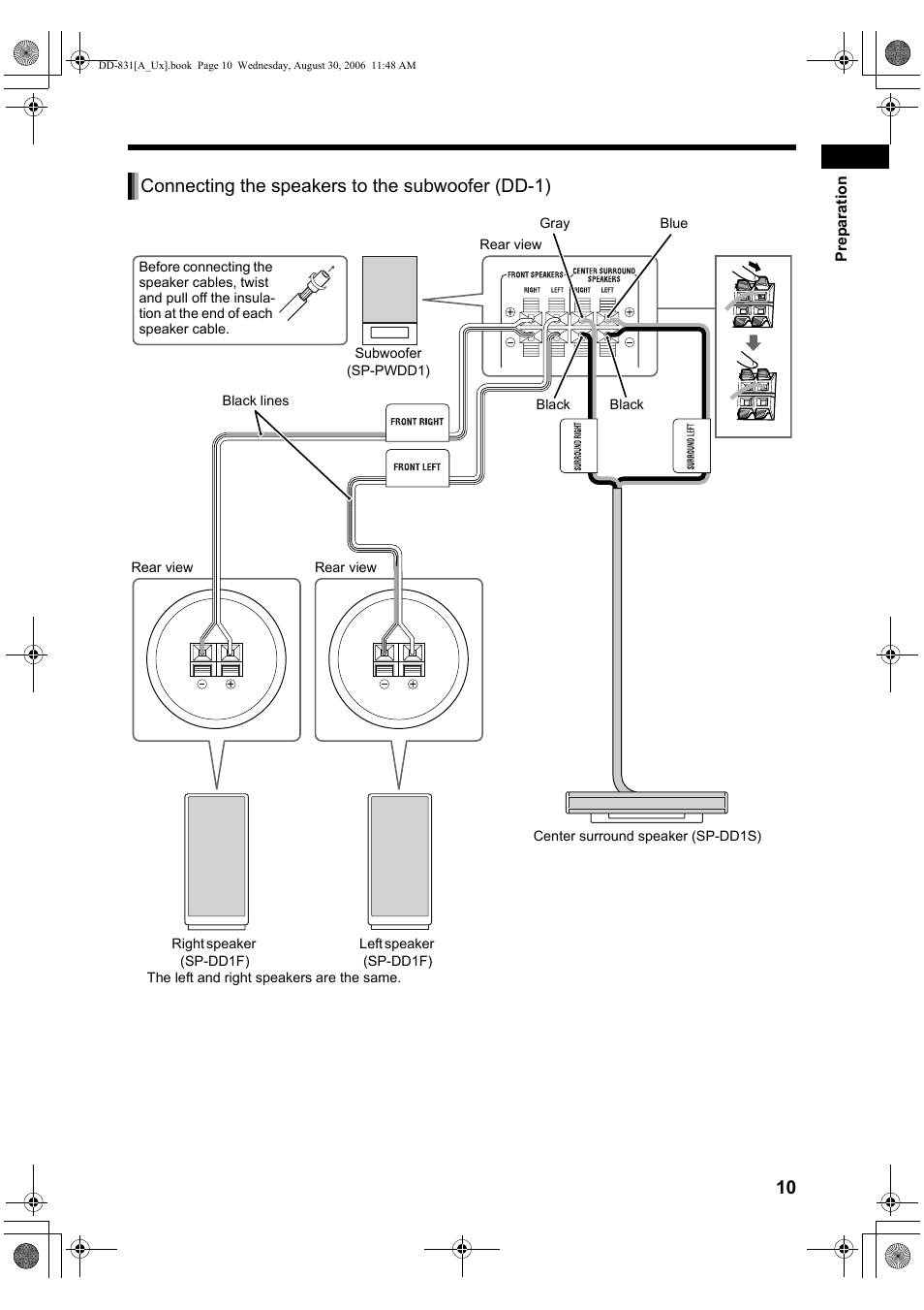 Connecting the speakers to the subwoofer (dd-1) | JVC DD-8 User Manual | Page 13 / 60