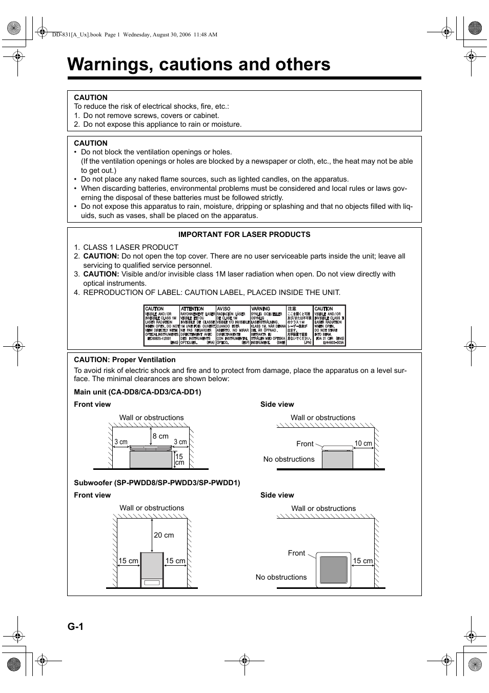 Warnings, cautions and others | JVC DD-8 User Manual | Page 2 / 60