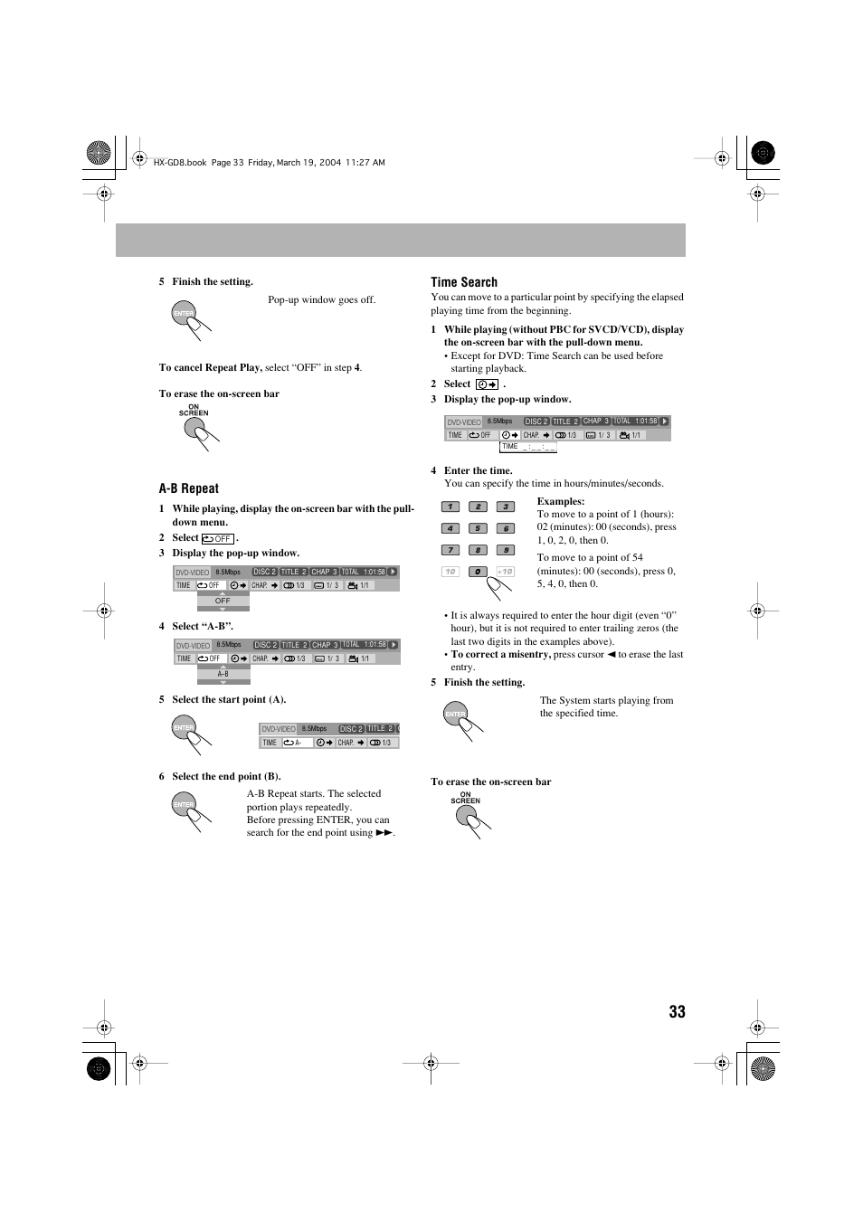A-b repeat, Time search | JVC CA-HXGD7 User Manual | Page 35 / 60