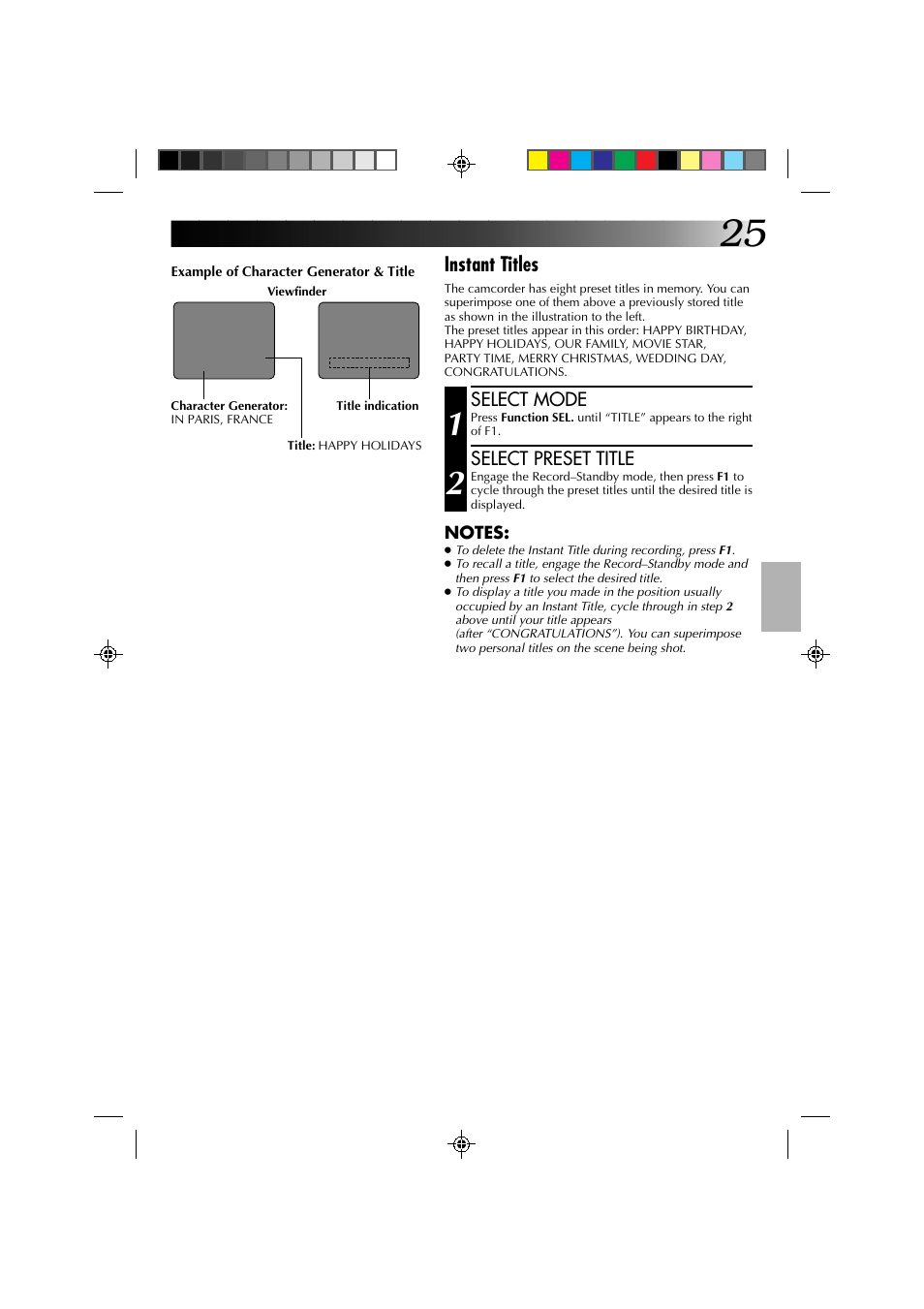 Instant titles | JVC YU30052-513-2 User Manual | Page 25 / 48