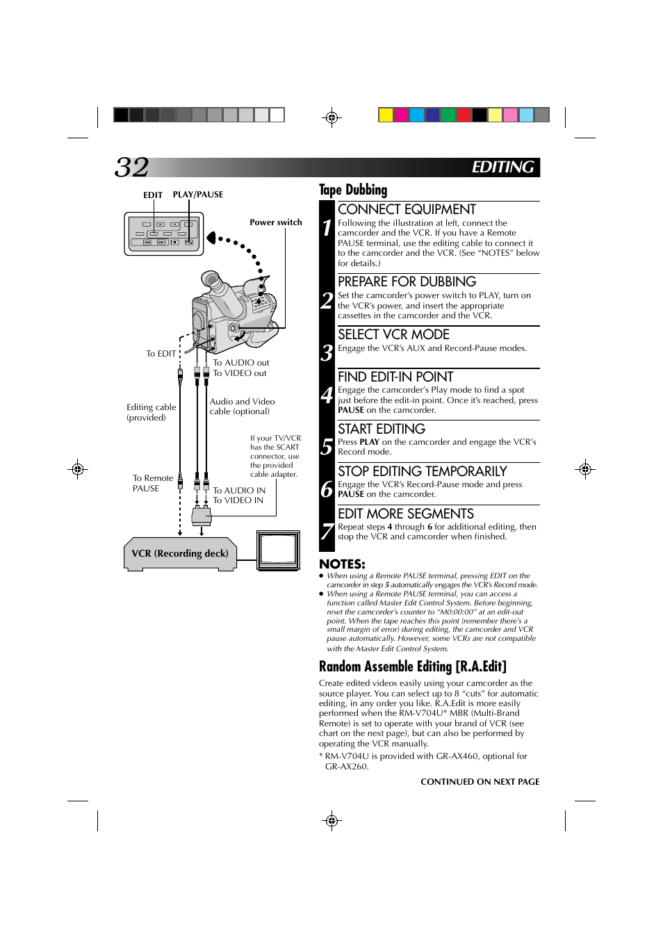 Editing | JVC YU30052-513-2 User Manual | Page 32 / 48