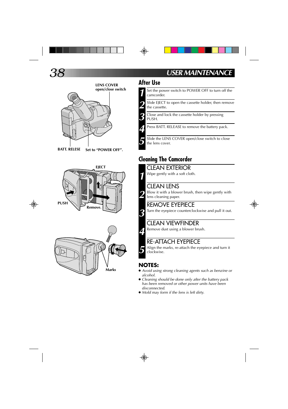 User maintenance | JVC YU30052-513-2 User Manual | Page 38 / 48