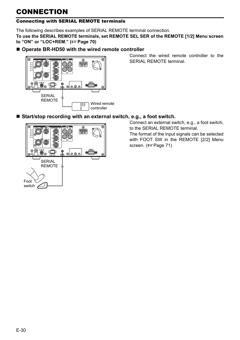 Connecting with serial remote terminals, Connection | JVC BR-HD50 User Manual | Page 34 / 91