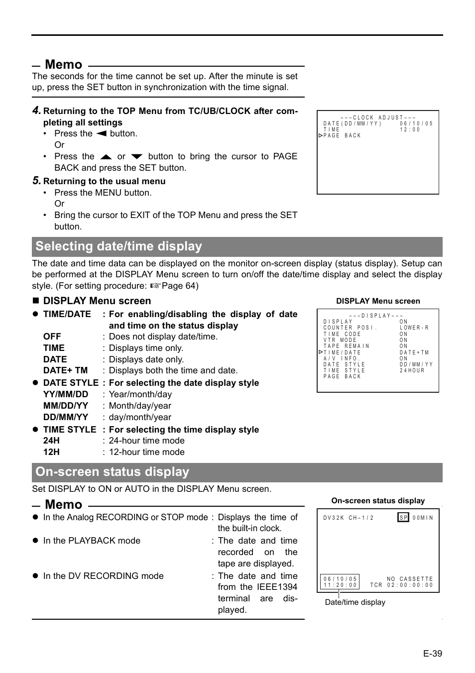 Display menu screen | JVC BR-HD50 User Manual | Page 43 / 91