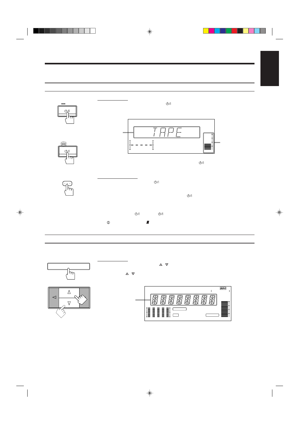 Basic operations, English, Turning the power on and off | Selecting the source to play, Page 12 | JVC RX-630RBK User Manual | Page 17 / 46