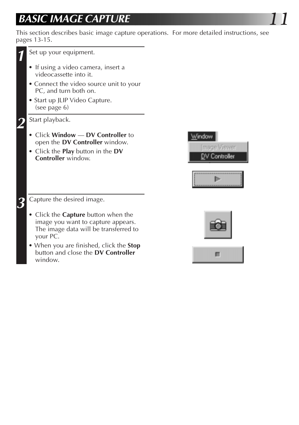 Basic image capture | JVC PC Connection Kit User Manual | Page 11 / 56