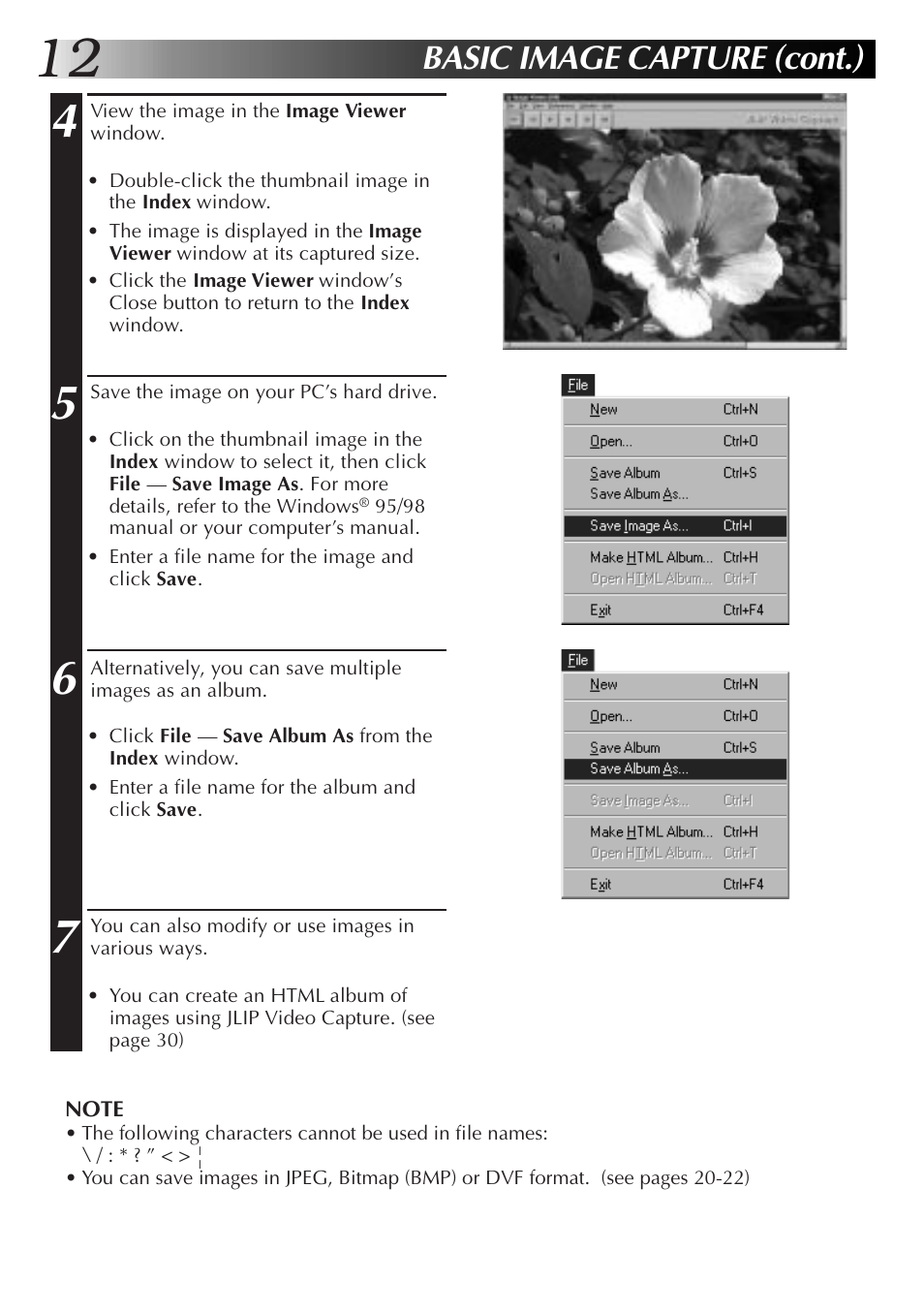 Basic image capture (cont.) | JVC PC Connection Kit User Manual | Page 12 / 56