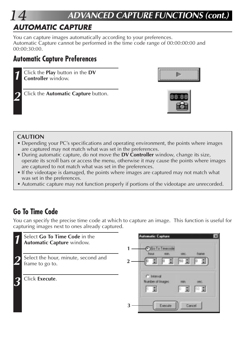 Advanced capture functions (cont.) | JVC PC Connection Kit User Manual | Page 14 / 56