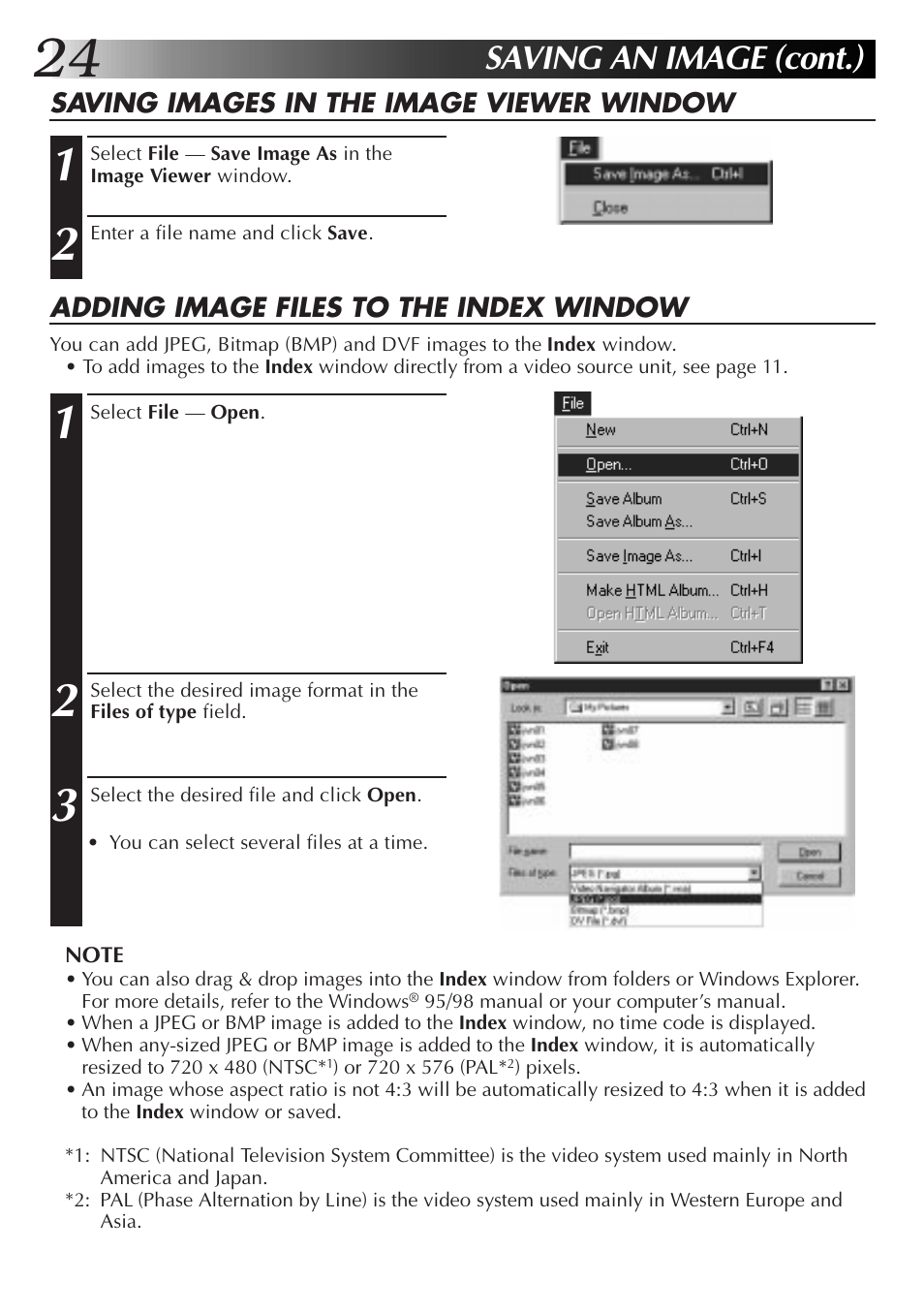 Saving an image (cont.) | JVC PC Connection Kit User Manual | Page 24 / 56