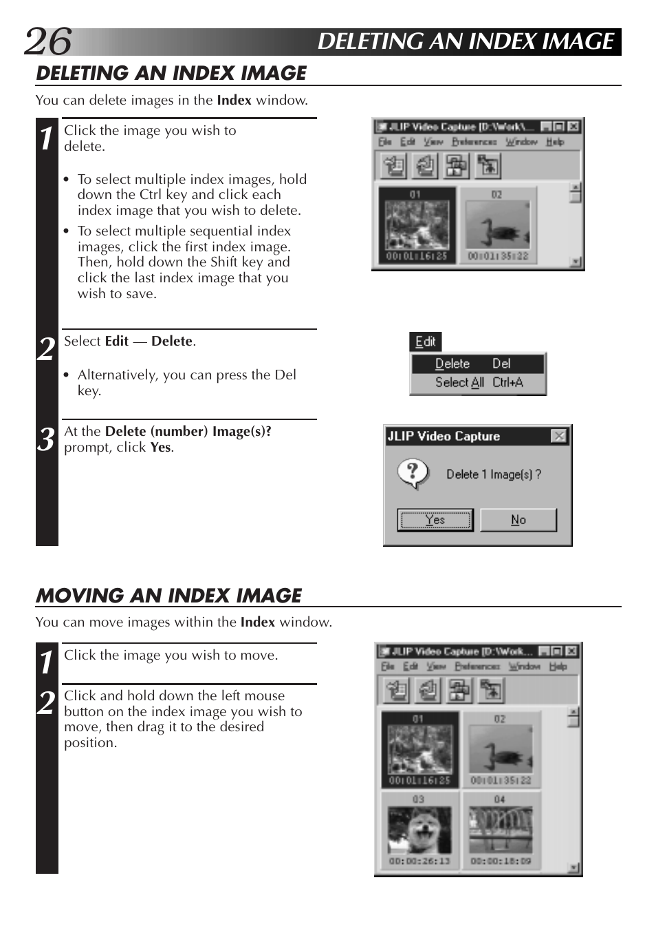Deleting an index image | JVC PC Connection Kit User Manual | Page 26 / 56