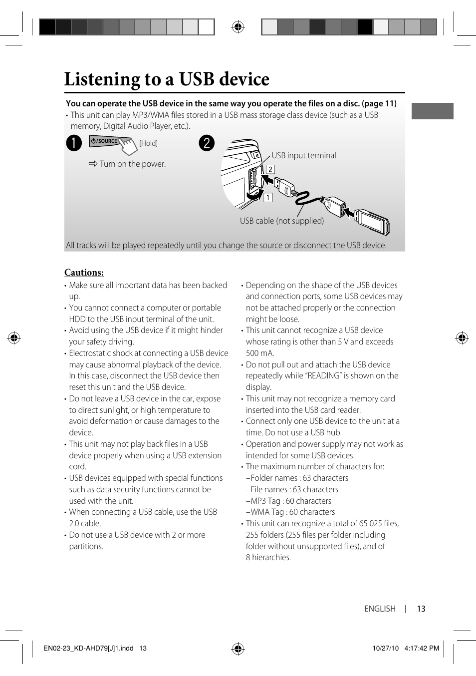 Listening to a usb device | JVC GET0721-001A User Manual | Page 13 / 67