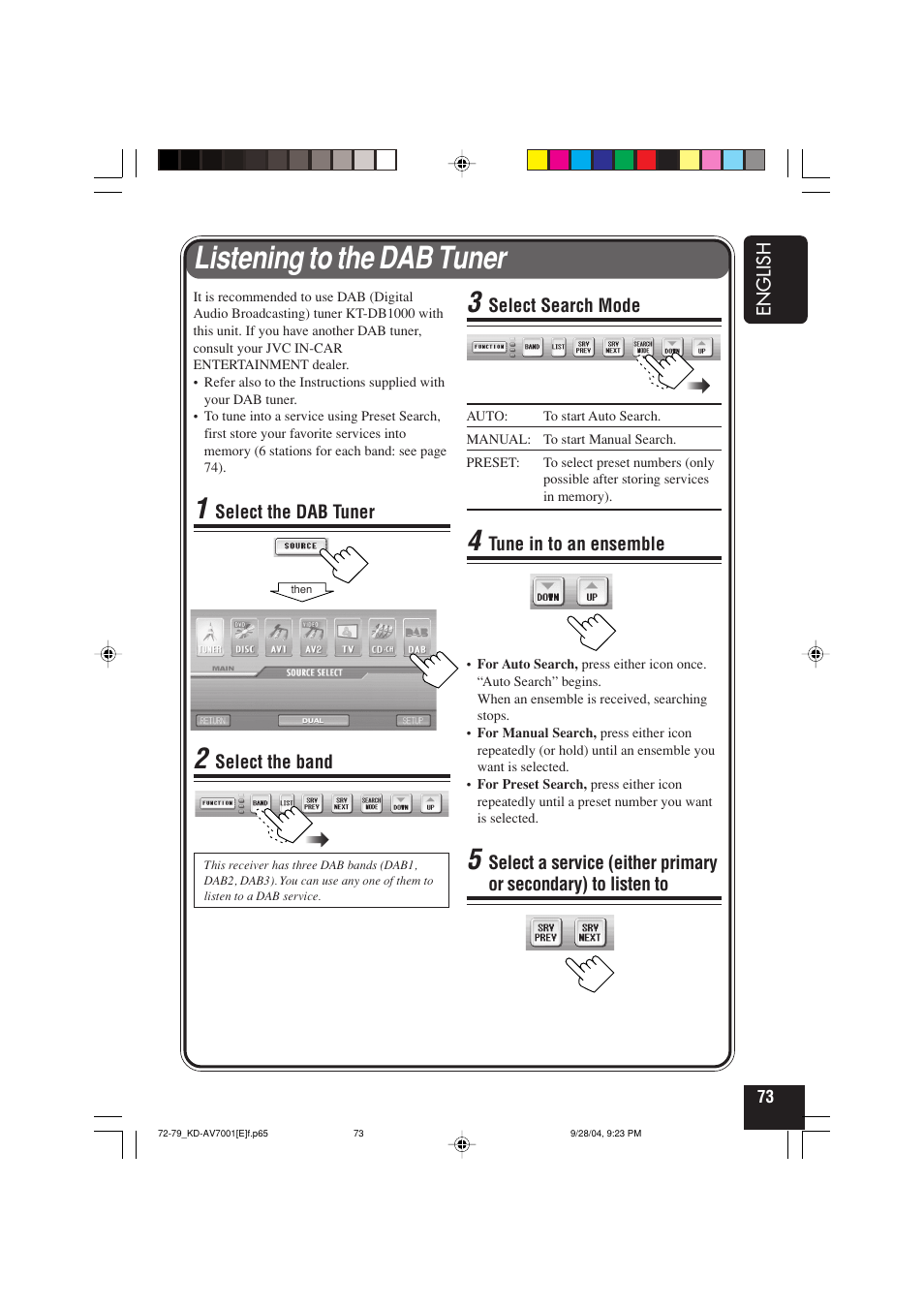 Listening to the dab tuner | JVC KD-AV7000 User Manual | Page 157 / 352