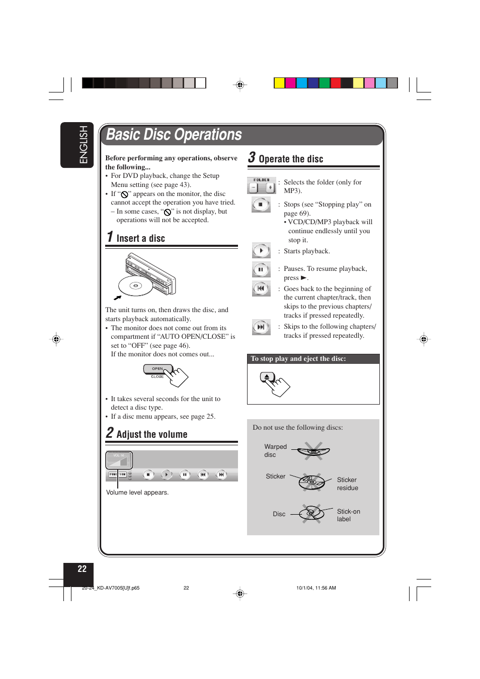 Basic disc operations | JVC KD-AV7000 User Manual | Page 204 / 352