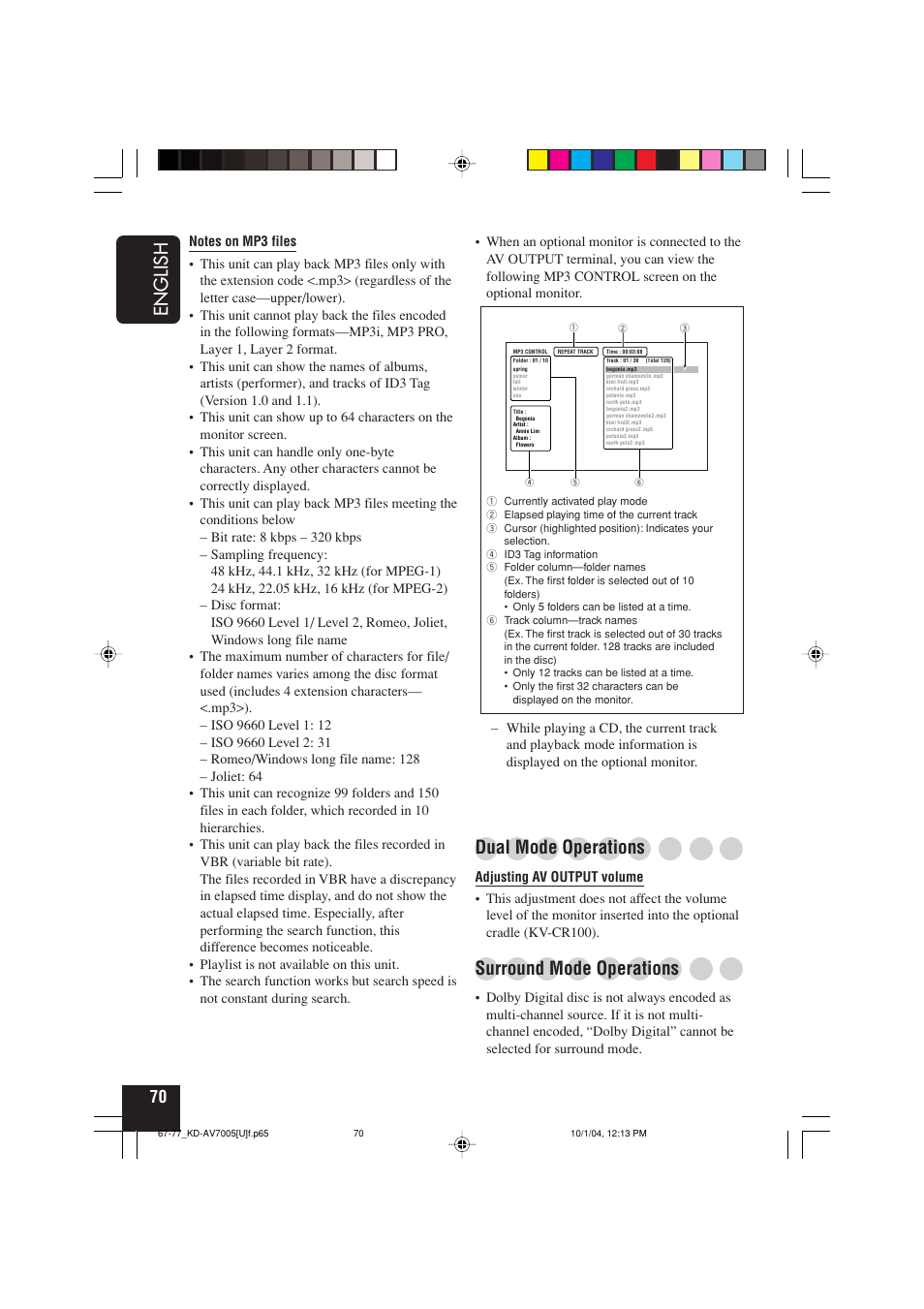 English, Dual mode operations, Surround mode operations | JVC KD-AV7000 User Manual | Page 252 / 352