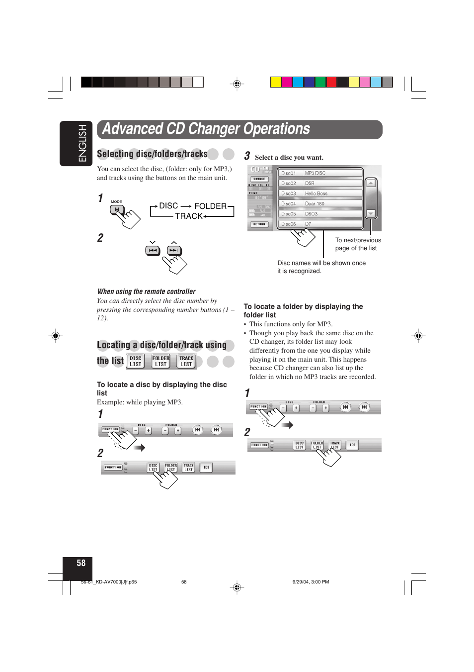 Advanced cd changer operations | JVC KD-AV7000 User Manual | Page 58 / 352