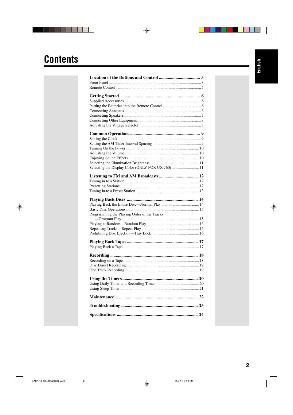 JVC UX-J60 User Manual | Page 5 / 28