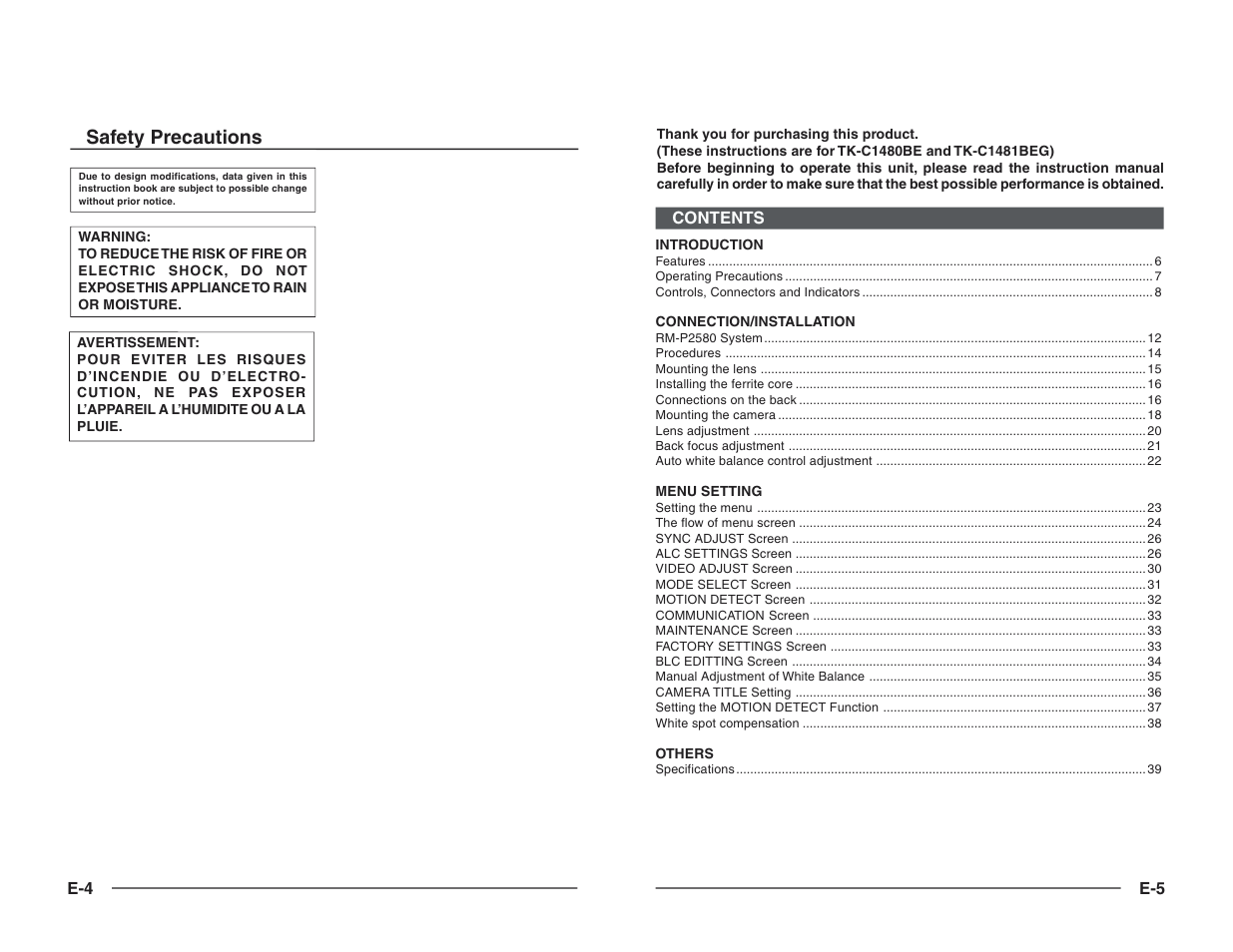 Safety precautions | JVC TK-C1460B User Manual | Page 25 / 42