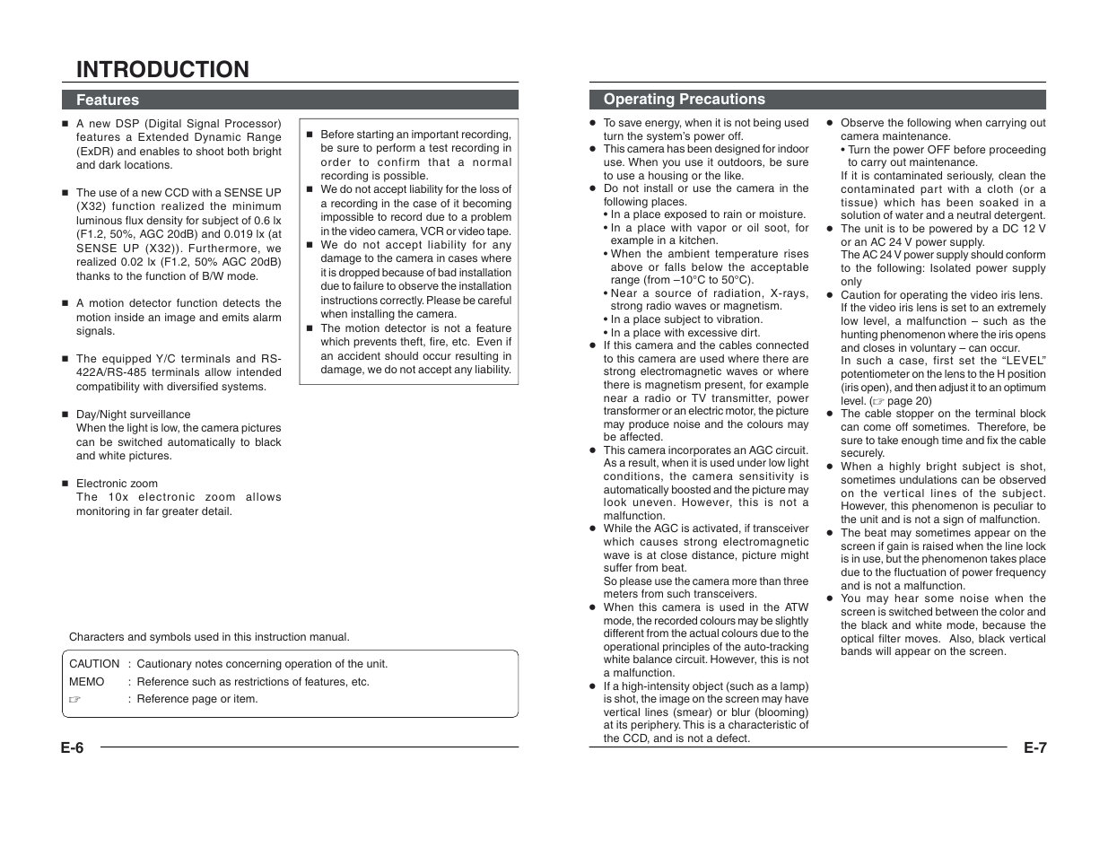 Introduction, Features, Operating precautions | JVC TK-C1460B User Manual | Page 4 / 42