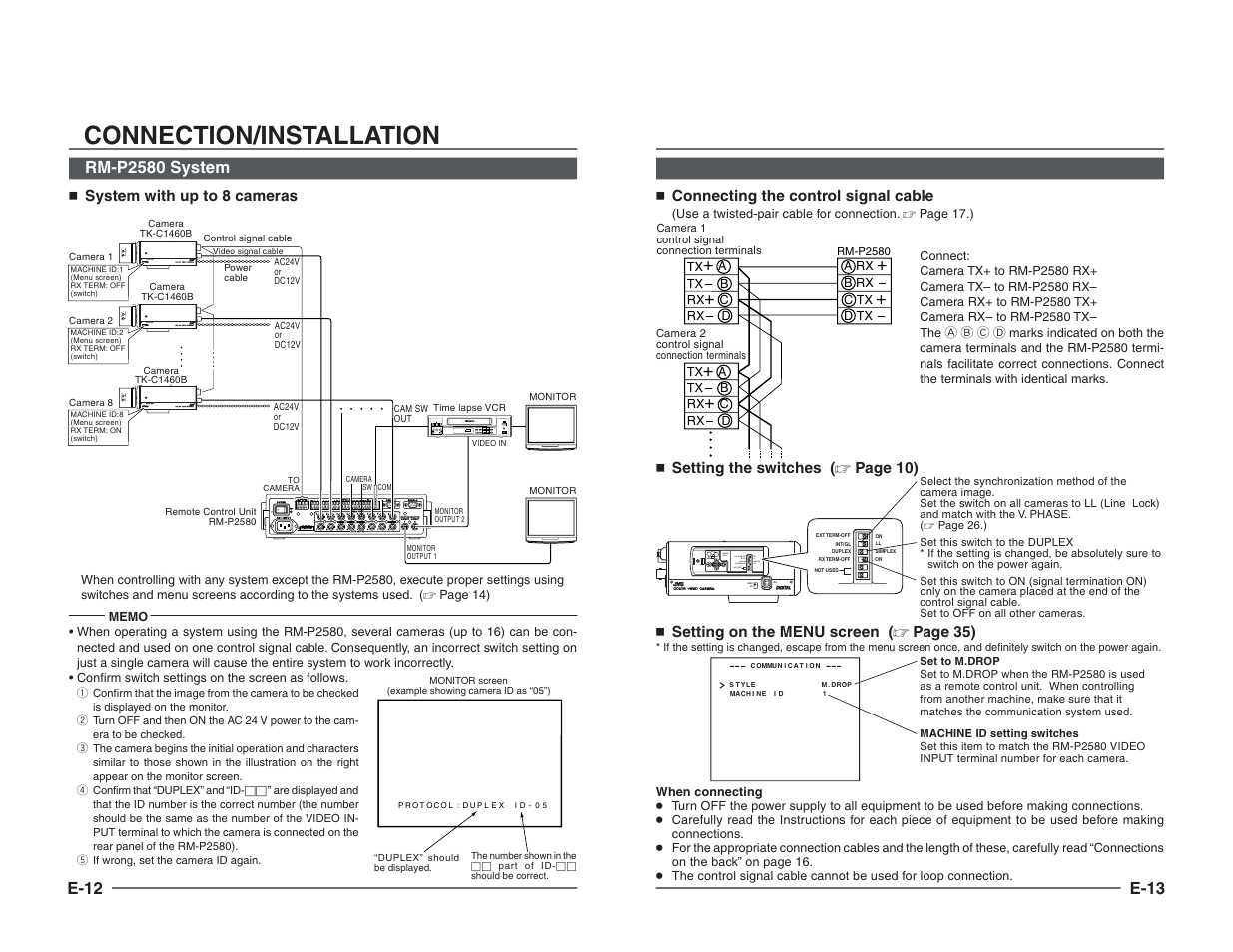 Connection/installation, Rm-p2580 system | JVC TK-C1460B User Manual | Page 7 / 42