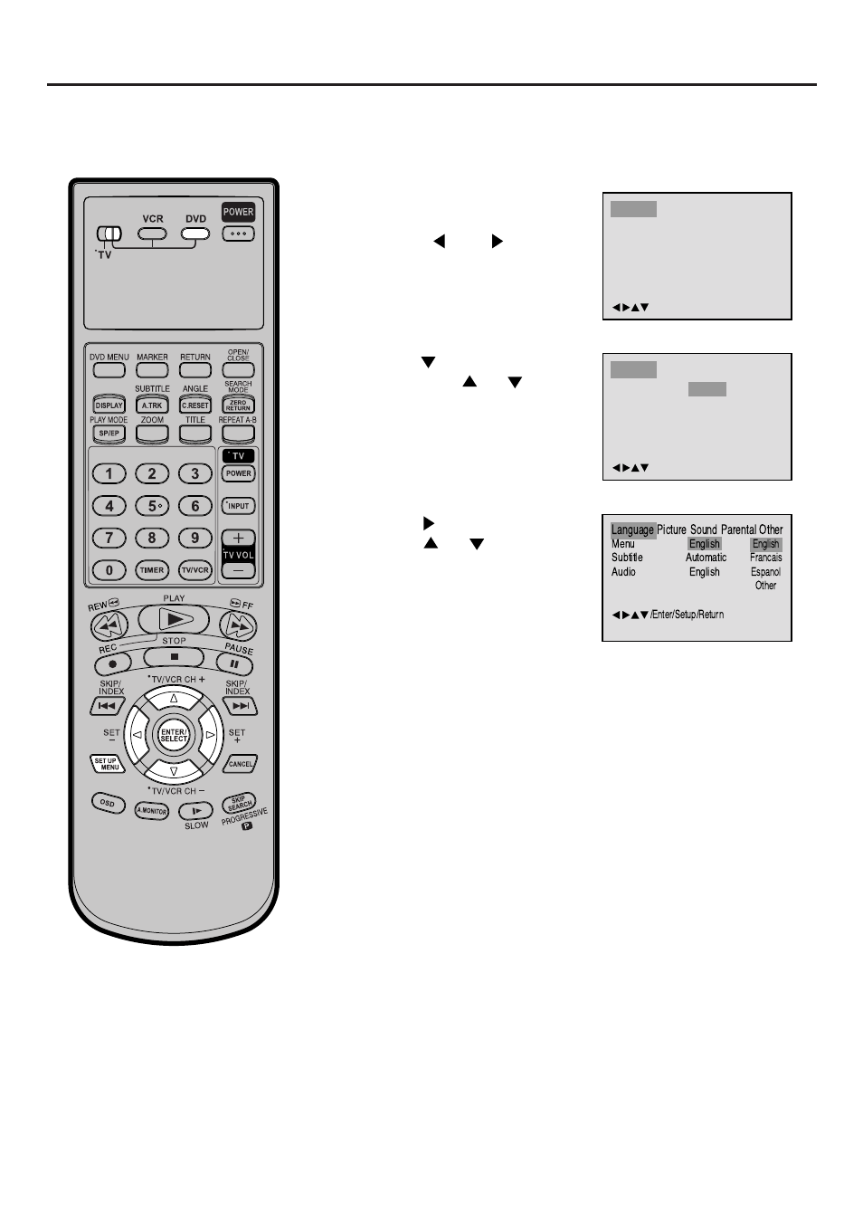 Setting menu language | JVC HR-XVC25U User Manual | Page 54 / 68