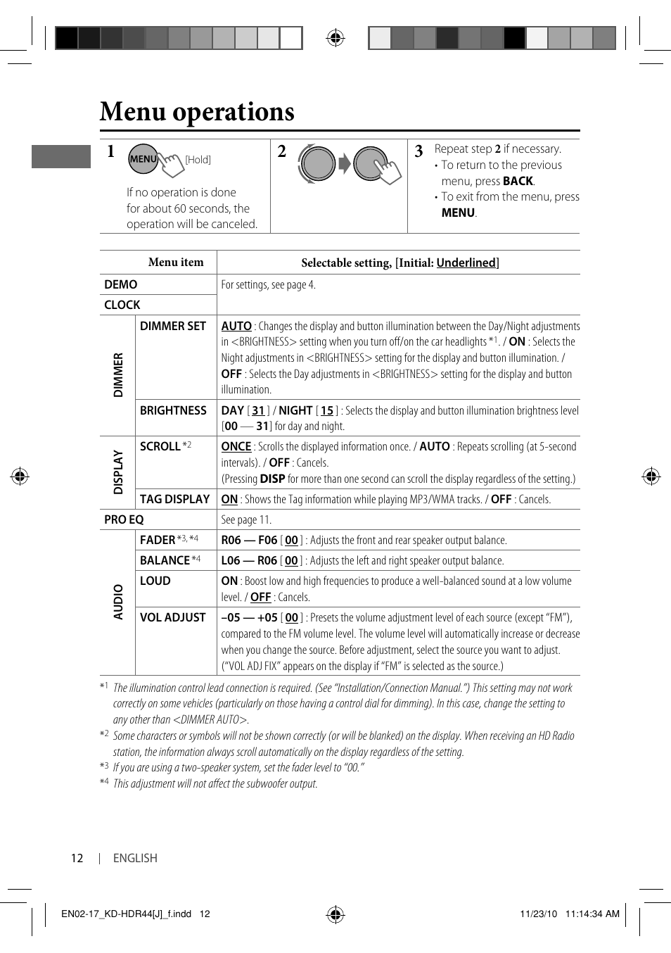 Menu operations | JVC GET0686-001A User Manual | Page 12 / 49