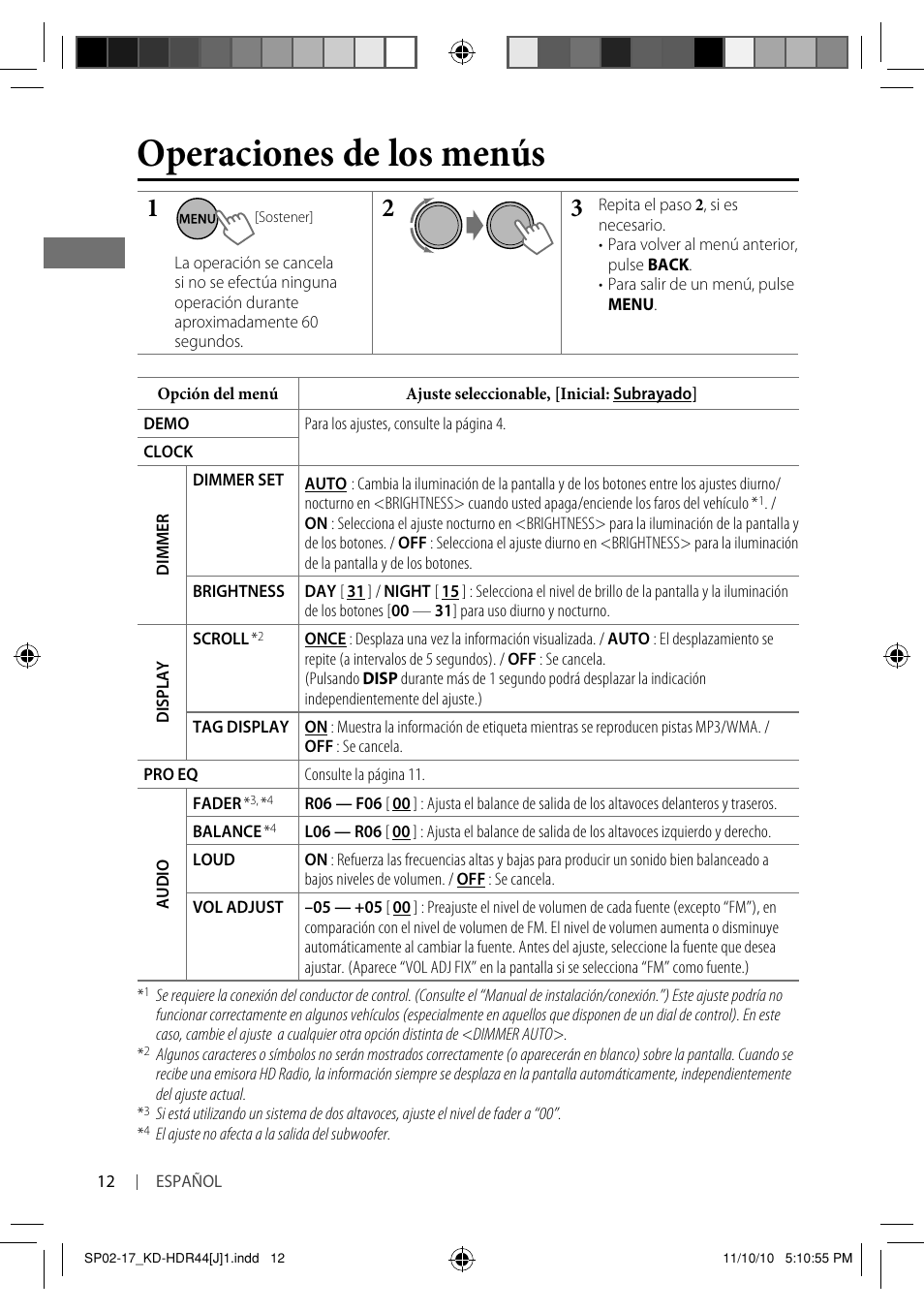 Operaciones de los menús | JVC GET0686-001A User Manual | Page 28 / 49