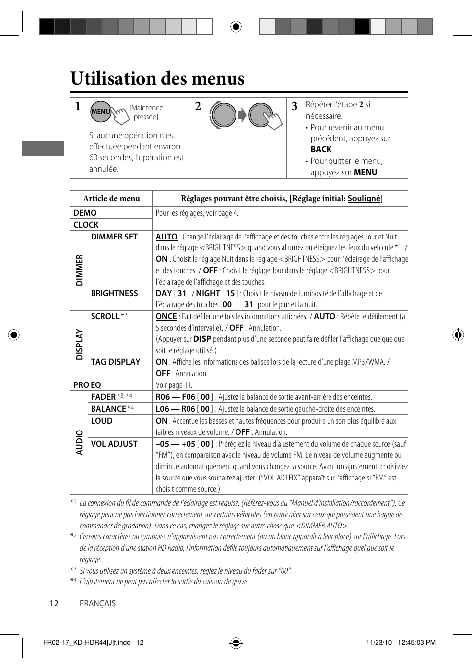 Utilisation des menus | JVC GET0686-001A User Manual | Page 44 / 49