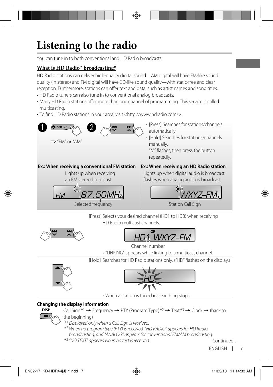 Listening to the radio | JVC GET0686-001A User Manual | Page 7 / 49