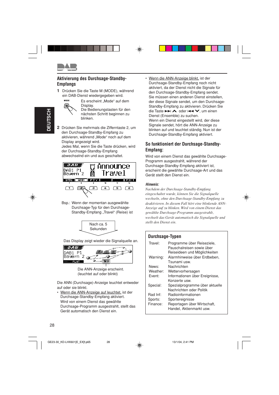 So funktioniert der durchsage-standby- empfang, Durchsage-typen | JVC KD-LHX601 User Manual | Page 100 / 291