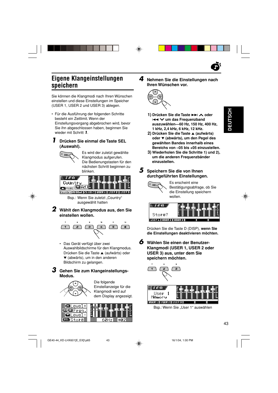Eigene klangeinstellungen speichern | JVC KD-LHX601 User Manual | Page 115 / 291