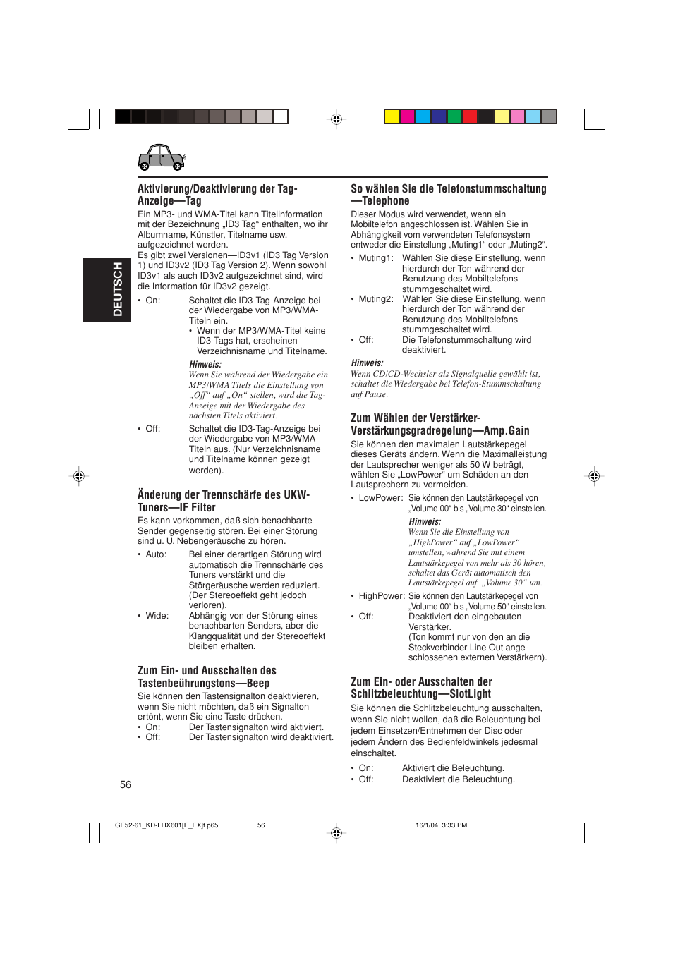 Aktivierung/deaktivierung der tag- anzeige—tag | JVC KD-LHX601 User Manual | Page 128 / 291