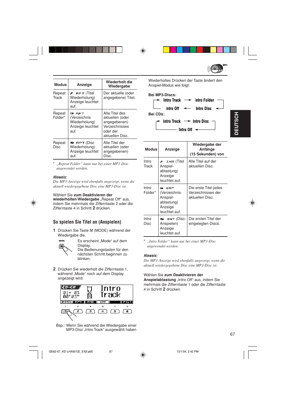 Deutsch, So spielen sie titel an (anspielen) | JVC KD-LHX601 User Manual | Page 139 / 291